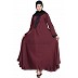 Umbrella abaya with embroidery patchwork- Maroon